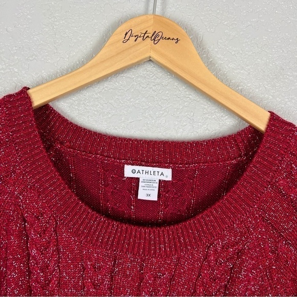 Athleta NWT Crossroads Crew Sweater, Decadent Red Metallic 3X - Winter, Holiday - Picture 4 of 12